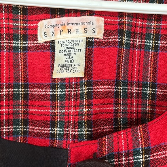 💋Vintage Express Red Plaid Button-Down Dress - Picture 7 of 7